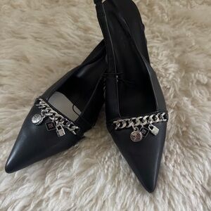 DKNY Black Heels with Chain Detail